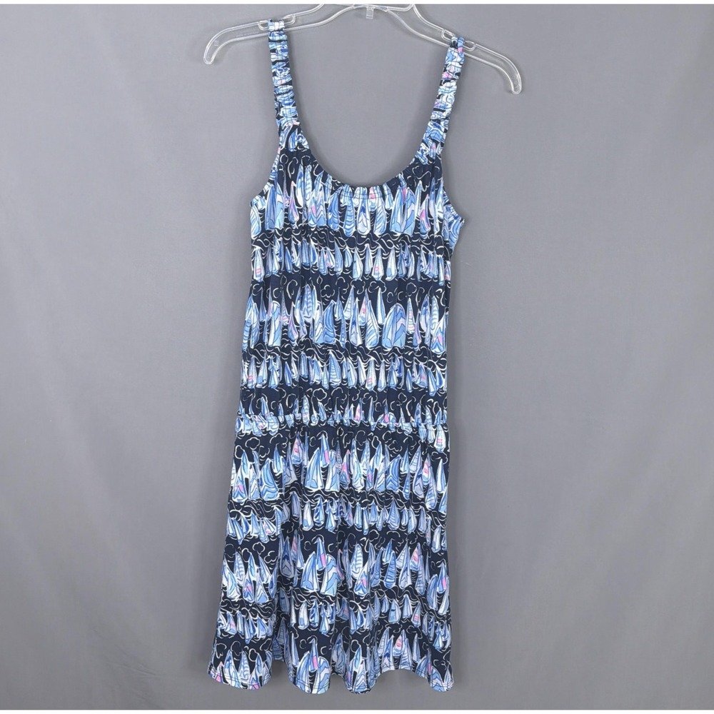Lilly Pulitzer Romper Size Medium Blue Cotton Loro Sails and Stripes Nautical